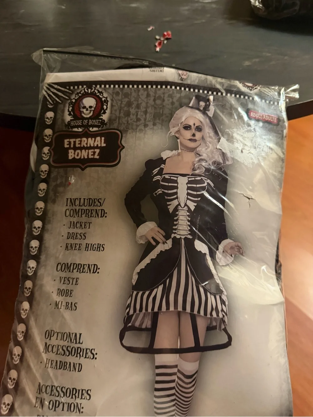 Girls Black & White Skeleton Costume Jacket Dress